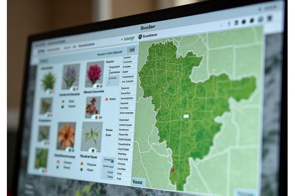 Digital interface showing AI-powered plant selection recommendations for a Colorado climate, with data points and plant images.