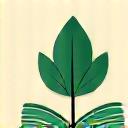 Icon of a leafy plant next to a guidebook, representing a plant selection guide.