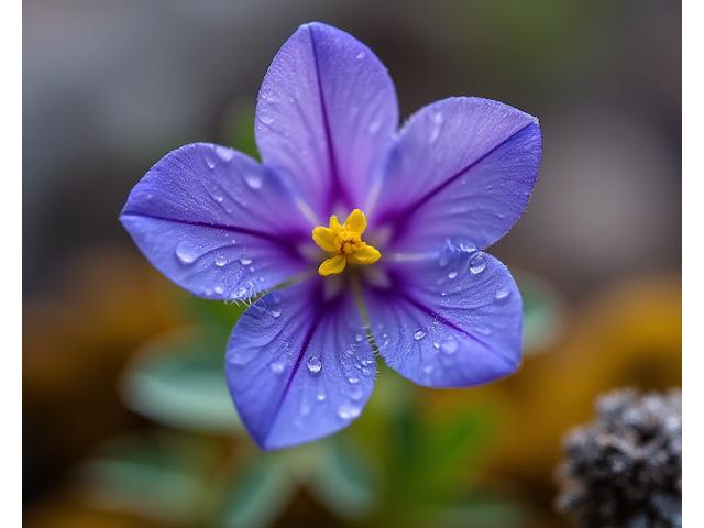 Macro shot of a thriving Colorado Columbine (Aquilegia coerulea) blooming in its natural Rocky Mountain habitat, illustrating native beauty and resilience.