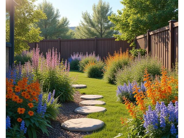After image: Luscious backyard designed as a wildlife habitat with diverse native plants.
