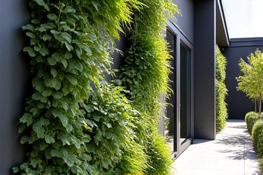 Modern vertical garden enhancing a contemporary Boulder home's exterior