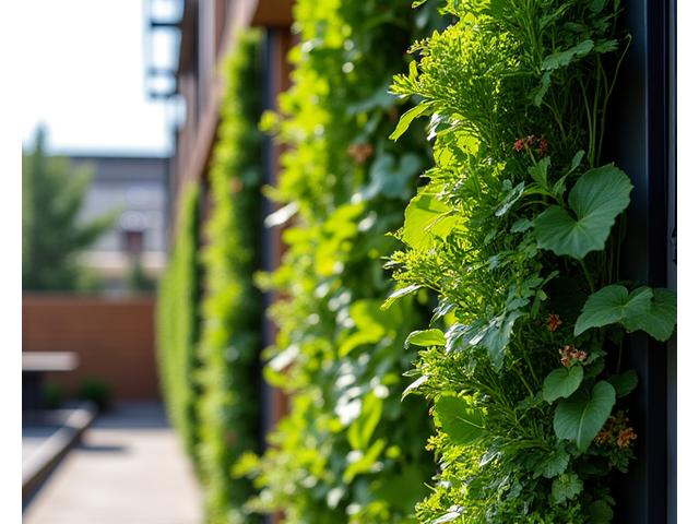 Lush living wall installed on an outdoor patio